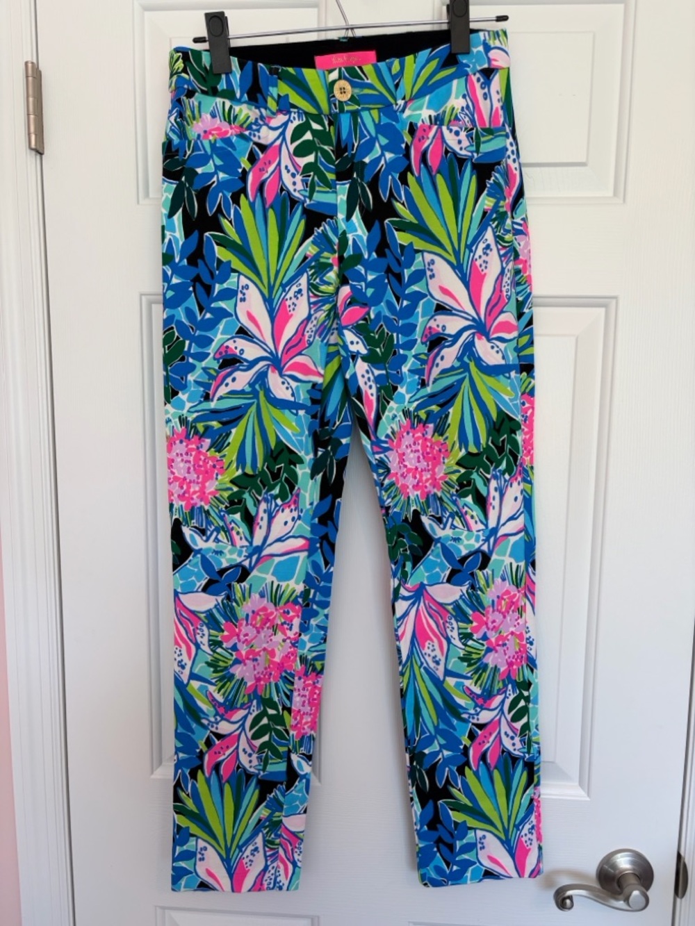 Lilly Pulitzer Kelly High Rise Knit Ankle Pants in Onyx You and Me Giraffe Sz 4
